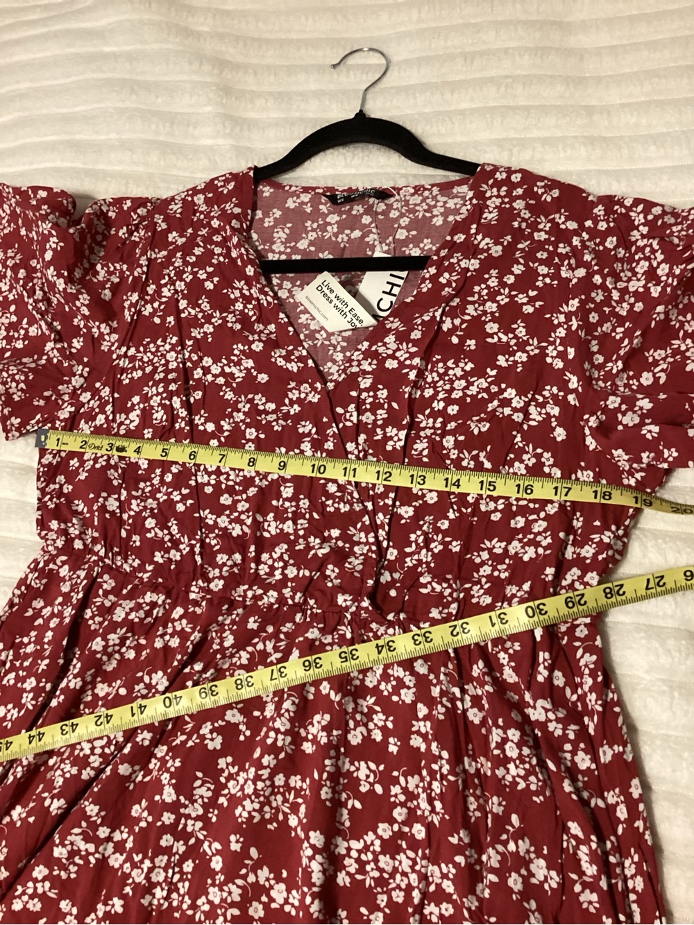 BloomChic Dark Pink Floral V-neck flutter sleeve Dress, size 12, NWT - Picture 5 of 10